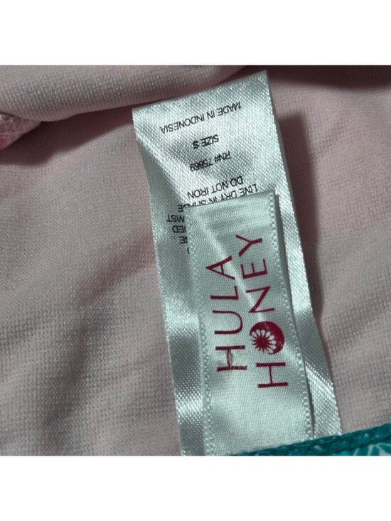 Hula Honey Tropical Leaf Print Bikini Bottoms Size Small Pink Teal Swimwear - Picture 5 of 6